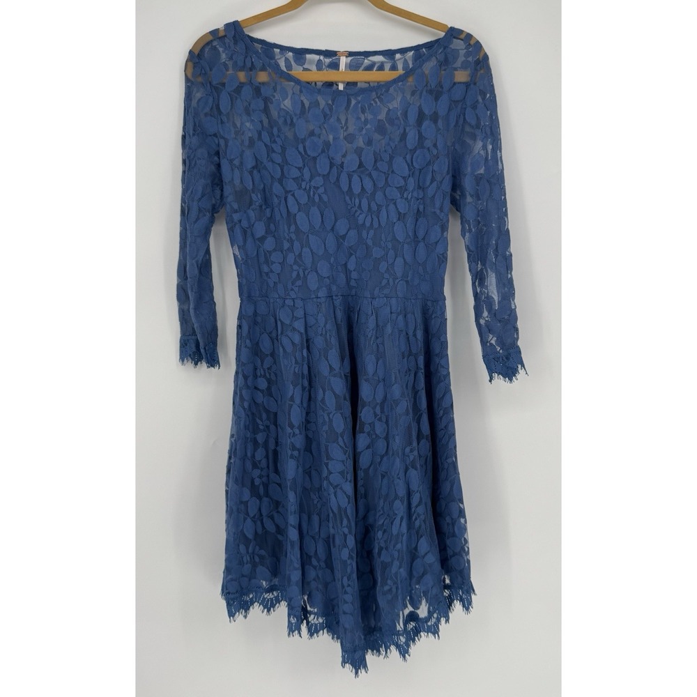 Free People Blue Asymmetrical Lace Dress